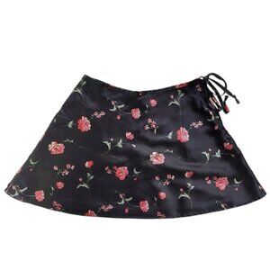 VTG Jonathan Martin Floral Mini ALine Skirt Medium Satin Y2K Fairy Gothic Grunge